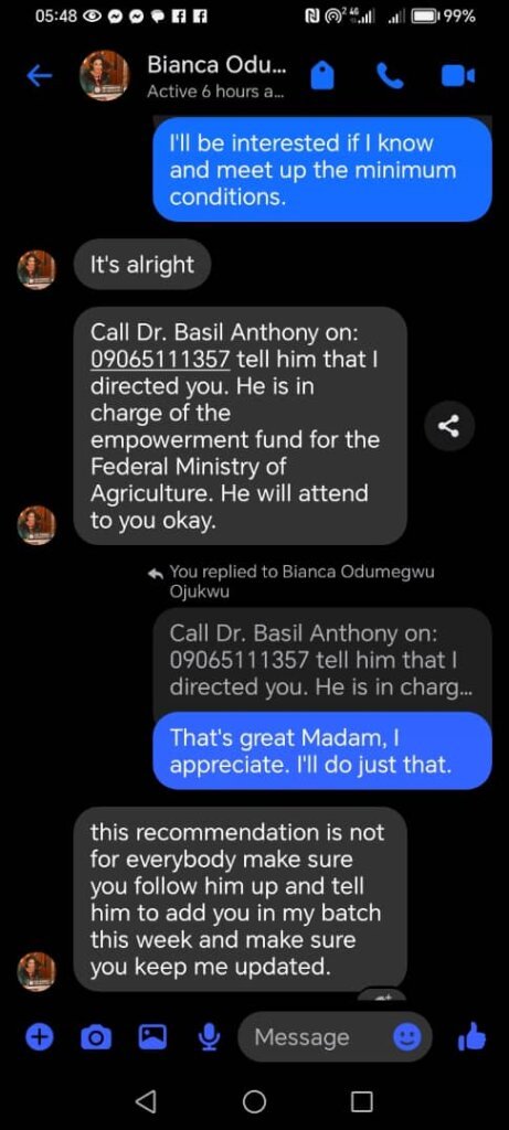 Bianca Ojukwu for scams